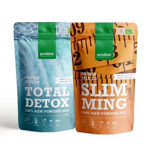 Purasana Total Detox blue and Slimming orange bags