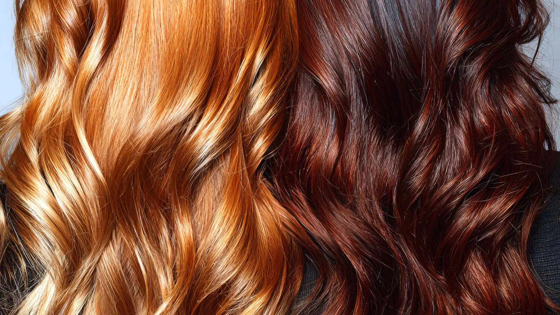 Cheveux de femme colorés roux et acajou