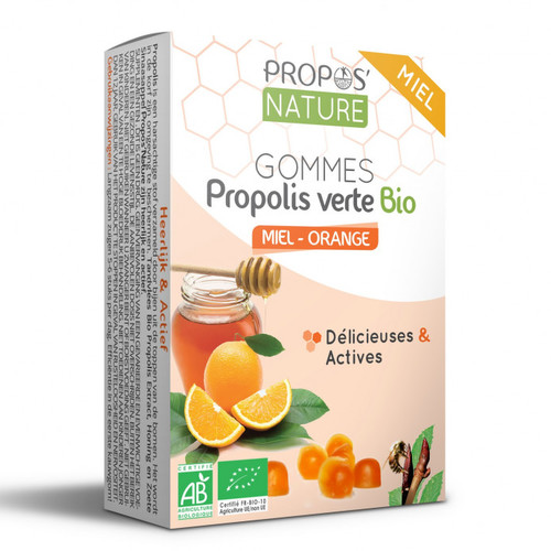 Gommes Propolis verte, miel orange - bio