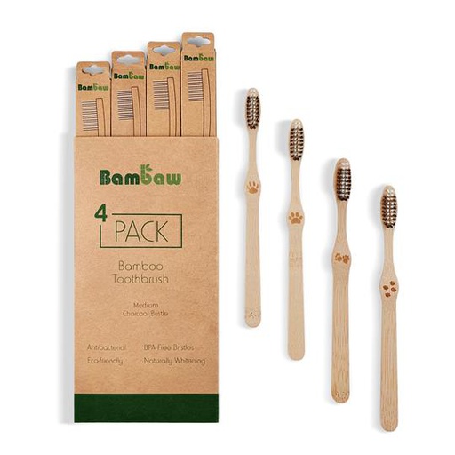 [BM004] Brosses à dents en Bambou (Pack de 4) - bio