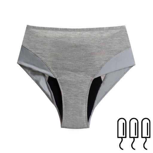 [HP010] Culotte Menstruelle Taille Haute - Montana - Grise - Taille XL